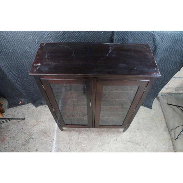 Antique Novelty Wood Works Co. Mission Style Mahogany Bookcase Display Cabinet For Sale - Image 4 of 14