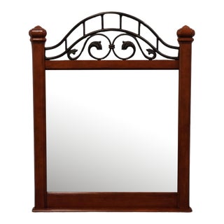 Davis International Cherry Contemporary Traditional Style 40" Dresser Mirror W. Metal Scrollwork For Sale