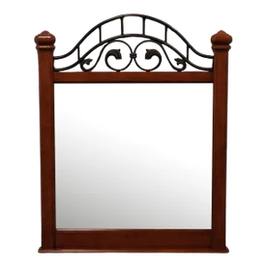 Davis International Cherry Contemporary Traditional Style 40" Dresser Mirror W. Metal Scrollwork