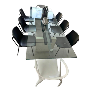 Roche Bobois “Less Is More” Glass & Concrete Dining Table W/ 6 Cédric Ragot Stiletto Chairs + 2 Ava Armchairs by Song Wen Zhong