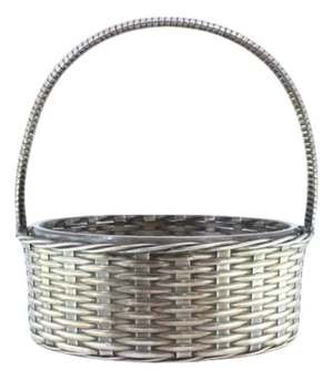 Basket-Shaped Silver Candy Box with Glass Core