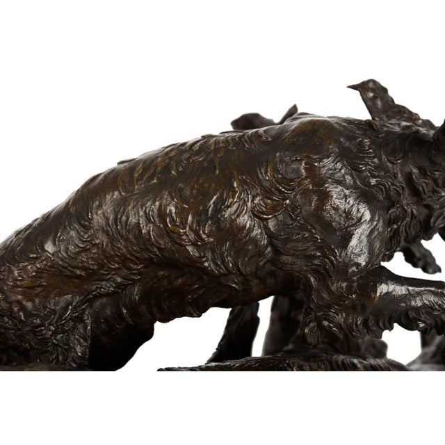 Authentic Atelier Cast Antique Bronze Sculpture of Duck Hunt by Pierre Jules Mene For Sale - Image 9 of 12