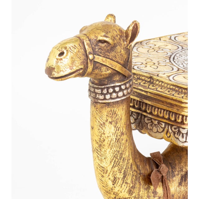 Contemporary Afd Home Silvered & Giltwood Camel Form Side Table For Sale - Image 3 of 8