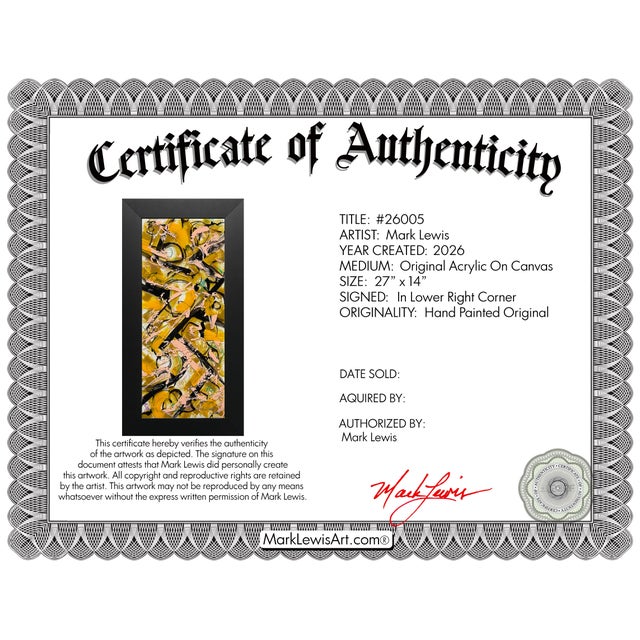 Evaluation: A luminous exploration of radiant warmth and bold textural contrast. Created by Mark Lewis—the great-grand-...