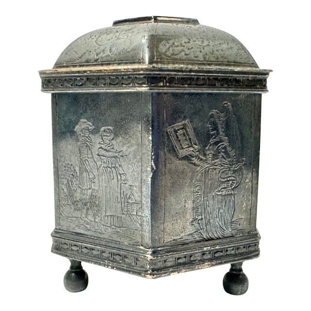 Vintage 1985 Etched Sterling Silver Dutch Marriage Box/Trinket Box For Sale