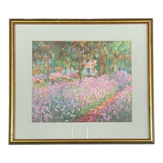 Vintage Framed Reproduction Print ‘The Artist’s Garden at Giverny’ by Claude Monet For Sale