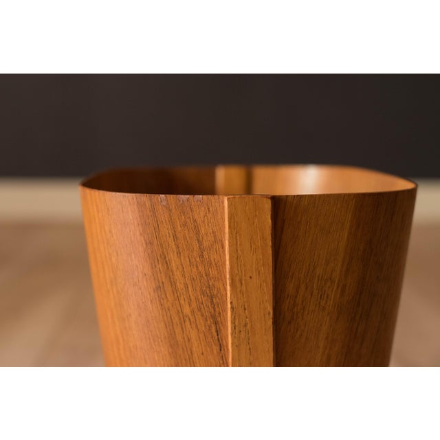 Brown Mid Century Modern Teak Waste Basket by Beni Mobler For Sale - Image 8 of 11