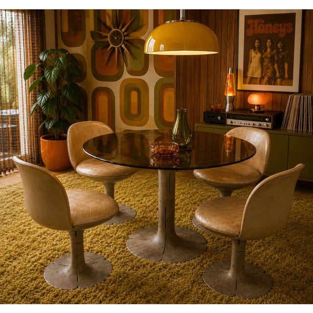 French Attributed to Pierre Paulin Elysee Dining Set For Sale - Image 3 of 9