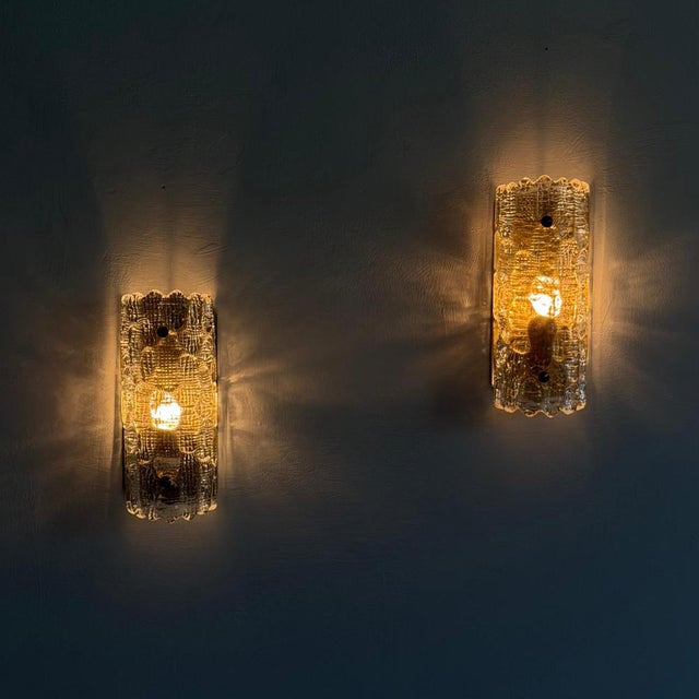 1970s Glass and Brass Wall Lights attributed to Carl Fagerlund for Orrefors, 1970s, Set of 2 For Sale - Image 5 of 18