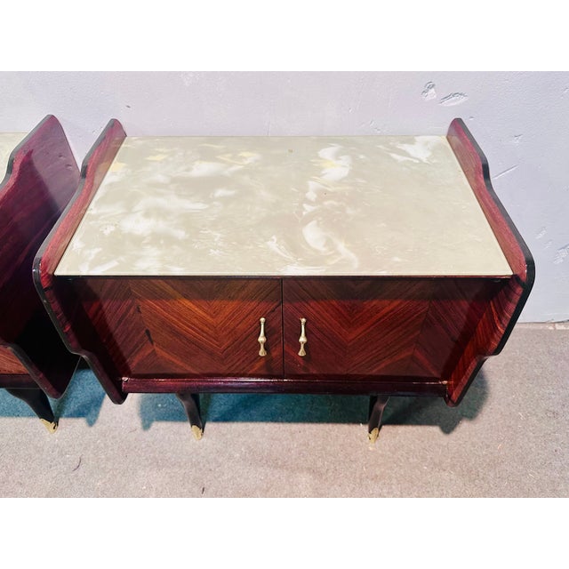 Brown Rosewood Bedside Tables, Set of 2 For Sale - Image 8 of 9