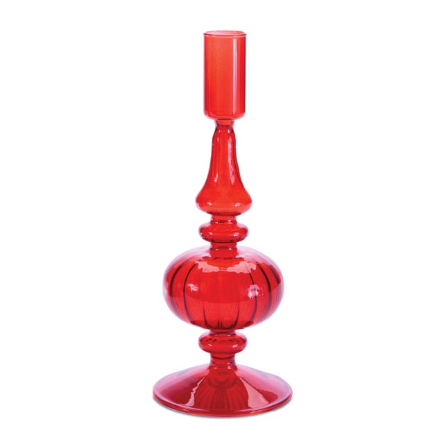 Kenneth Ludwig Chicago Ribbed Glass Taper Candle Holder (Set of 3) For Sale - Image 4 of 6