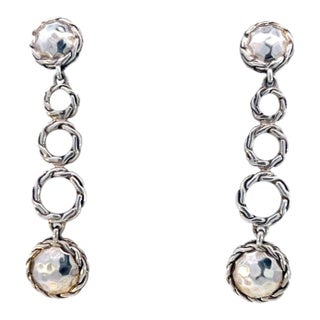 Late 20th Century John Hardy Estate Woven Cable Dangle Earrings Sterling Silver, A Pair For Sale