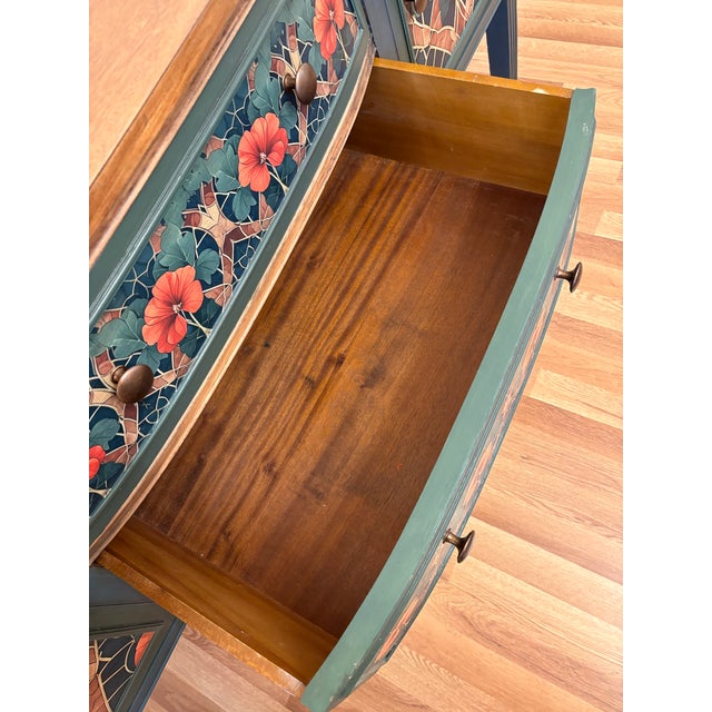 Vintage Mahogany Painted Credenza Featuring "Poppies" For Sale - Image 4 of 12