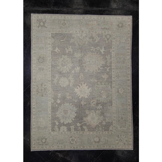 Turkish Oushak Rug Gray, Taupe, Blue Handwoven Wool Rug 9'4" X 12'4" For Sale In Houston - Image 6 of 7