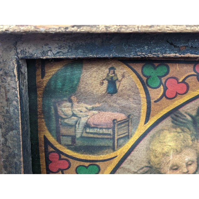 Early 19th Century Antique Spanish Colonial Santo Niño De Atocha Retablo in Giltwood Mirrored Frame For Sale - Image 5 of 18