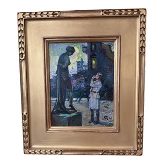 "The War Is Over" by Joseph Puchinskiy, Oil on Pressed Board, C. 1950's For Sale