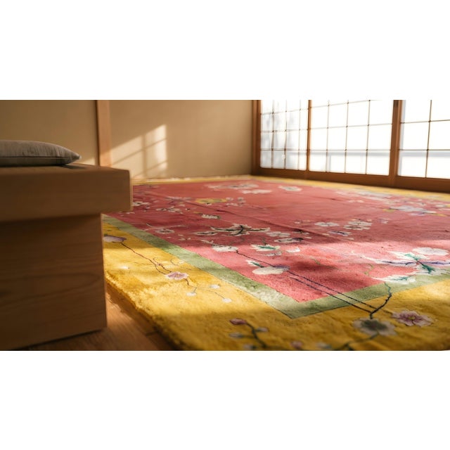 Red 1920s Chinese Art Deco Carpet ( 9'3" x 11'8" - 282 x 355 ) For Sale - Image 8 of 9