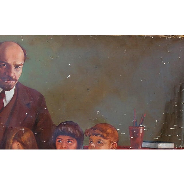Campaign Lenin Portrait Painting: Antique Soviet Art, Ukrainian Artist 125-200 For Sale - Image 3 of 6