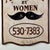Brown Vintage Double Sided Wooden Sign Advertising "Mens Hair by Women" With Mustache Illustration For Sale - Image 8 of 9