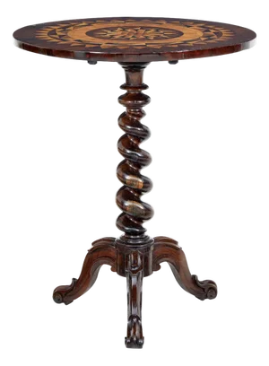 Early Victorian 19th Century Walnut Inlaid Tilt Top Occasional Table, 1840s