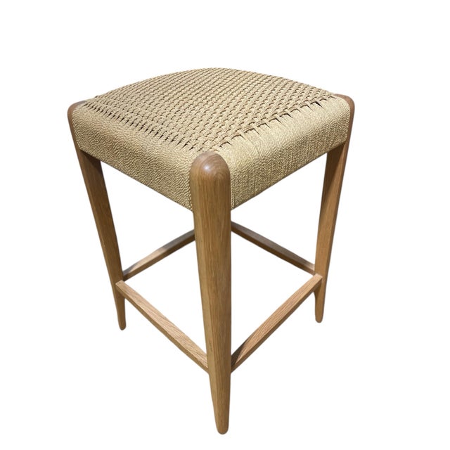 Contemporary 21st Century McGuire Caned Bar Stool For Sale - Image 3 of 5