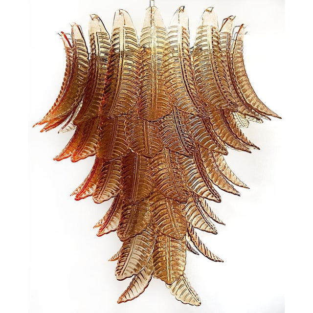 Italian Murano Felci Glass Chandelier with 75 Amber Glasses, 1990s For Sale - Image 11 of 16