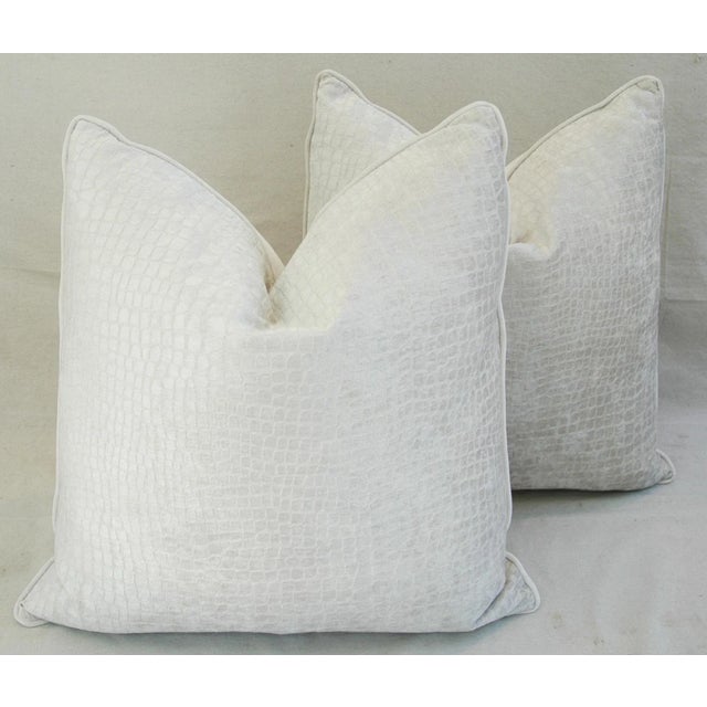 Pair of large custom-tailored pillows in an ultra-soft cotton blended contemporary/never used subtle shimmering textured...