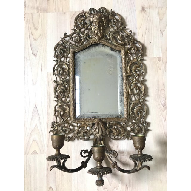 Antique Bradley & Hubbard Brass Mirror Candle Wall Sconces a Pair
