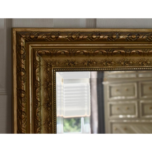 Vintage Ornate Gold Traditional Style Wood & Composite Rectangular Mirror For Sale - Image 11 of 12