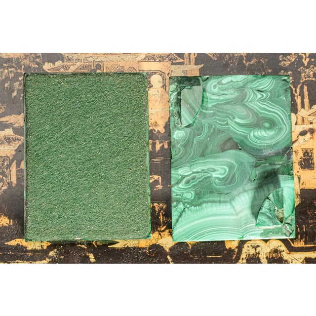 Striking Pattern Hand Polished Antique Malachite Stone Jewelry Trinket Box For Sale - Image 12 of 12