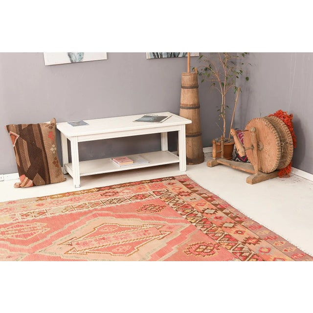Mid 20th Century Pastel Large Vintage Turkish Kilim Rug For Sale In Los Angeles - Image 6 of 7