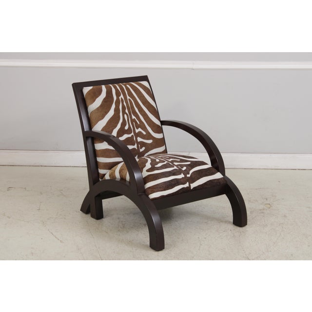 Art Deco Modern Style Zebra Print Chair & Ottoman For Sale In Philadelphia - Image 6 of 18
