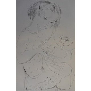 Mily Possoz, La jeune fille cousant, Etching For Sale
