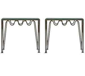 'Méandre' Painted Steel and Glass Side Tables by Design Frères - a Pair
