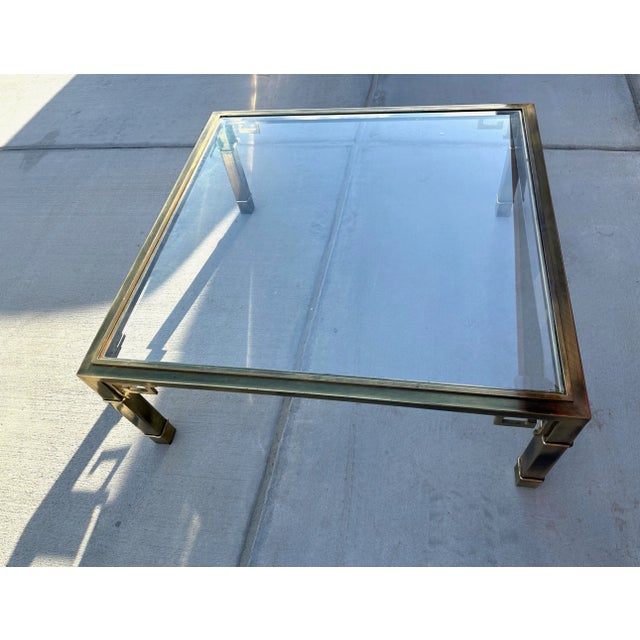 1970s Vintage Mastercraft Greek Key Brass Coffee Table For Sale - Image 5 of 11