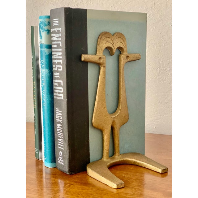 Vintage MCM 1960’s Nambu Tekki Style Japanese Cubism Cast Ironware Bookends Attributed to Tadahiro Baba- A Pair For Sale - Image 12 of 12