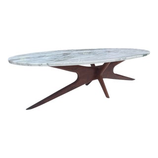 1960’s Adrian Pearsall Mid-Century Modern “Jax” Walnut Marble Coffee Table For Sale