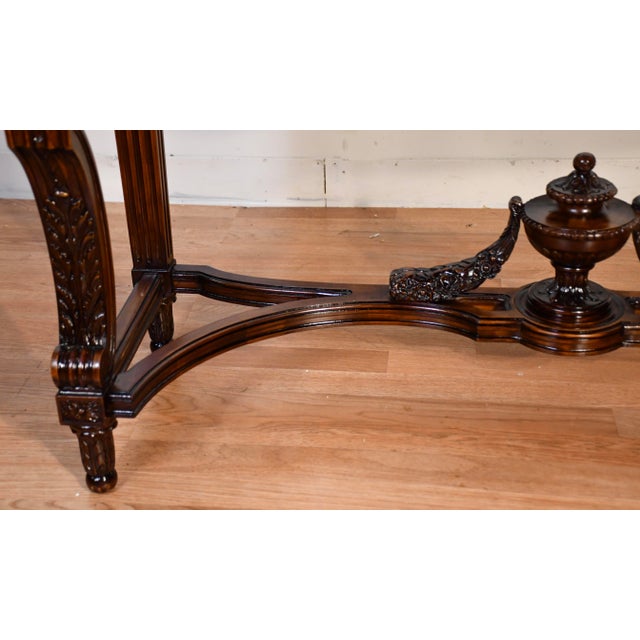 Wood 1900s Antique French Louis XVI Walnut & Satinwood Inlay Console Table For Sale - Image 7 of 18