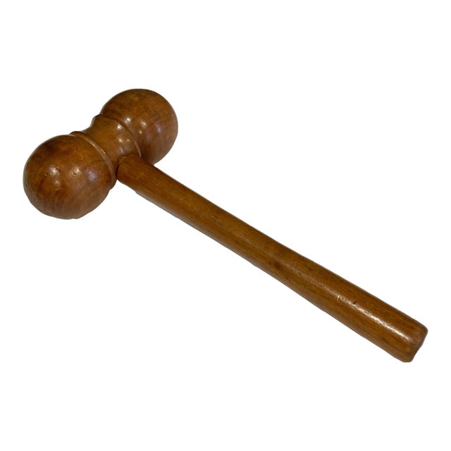Antique Turned Wood Gavel, Double-Head Judge's or Auctioneer's Hammer For Sale