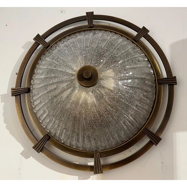 1960s Large Nautical 1960 German Mid Century Flush Lamp Kaiser Leuchten Murano Glass For Sale - Image 5 of 12
