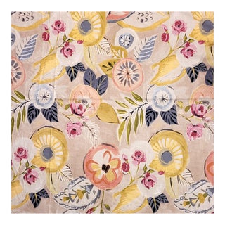 Vintage Clarence House "Watercolor Fruit & Floral" Linen Fabric- 5.25 Yards For Sale