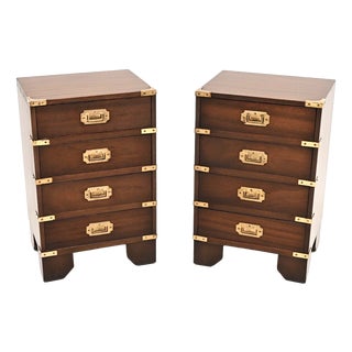 Antique Military Campaign Style Bedside Chests, 1930, Set of 2 For Sale