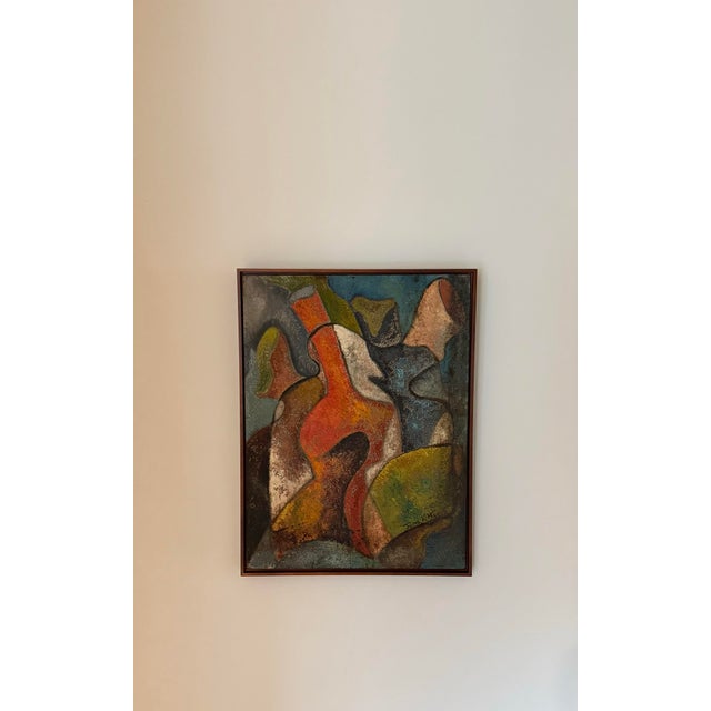 Mid-Century Modern Vintage Mid Century Original Abstract Painting on Board For Sale - Image 3 of 12