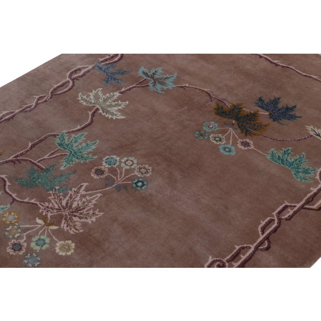 Not Yet Made - Made To Order Rug & Kilim Chinese Style Art Deco Rug in Brown, Bordeaux & Blue Florals - 12'x18' For Sale - Image 5 of 9