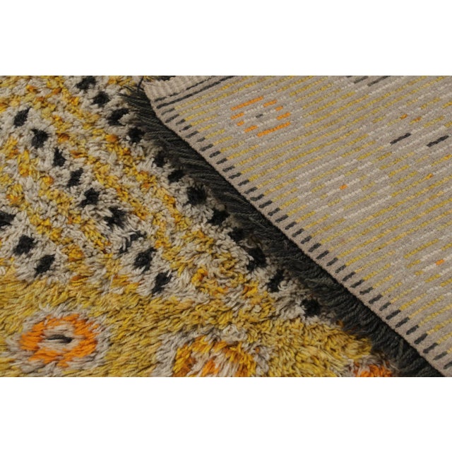 Textile Vintage Swedish Rya Rug With Yellow and Black Geometric Pattern - Rug & Kilim For Sale - Image 7 of 9