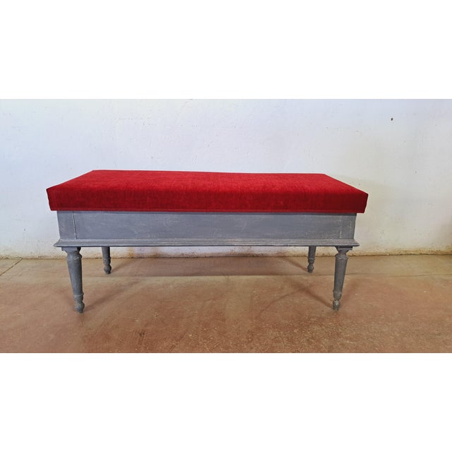Upholstered Wooden Bench, 2010s, in Restored conditions. Designed before 1890