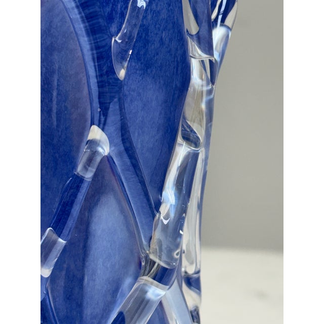 Handblown Cobalt Blue Art Glass Vase, Vintage For Sale - Image 9 of 12