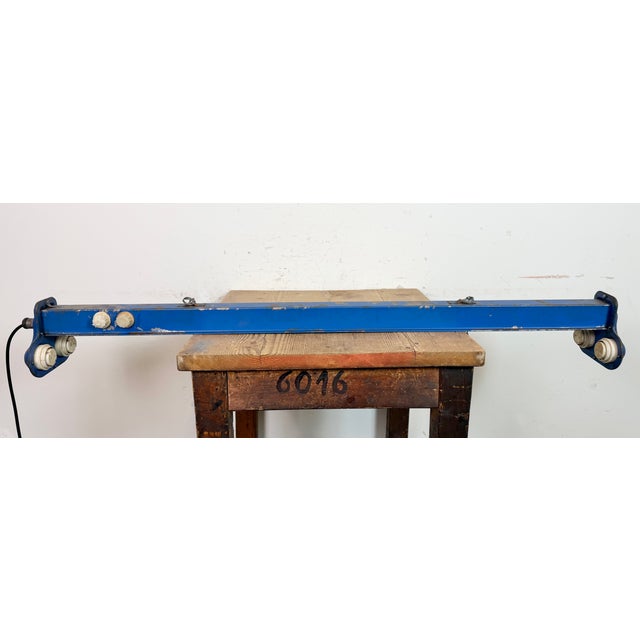 Industrial Blue Hanging Tube Light, 1970s For Sale - Image 16 of 18