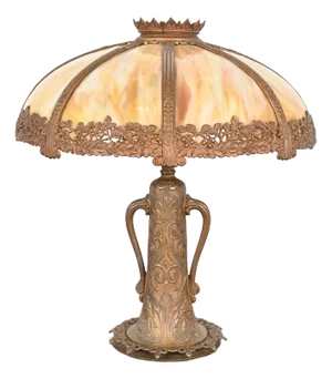 Antique Art Nouveau Slag Glass Table Lamp in the Manner of Handel, Circa 1920s