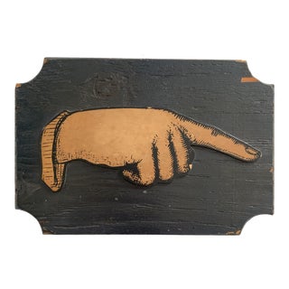 Vintage Pointing Hand Sign For Sale